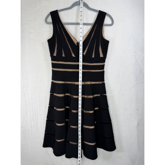 JS Collections Black Illusion Mesh Bandage Fit and Flare Dress 862069 Size 6 - Picture 3 of 9